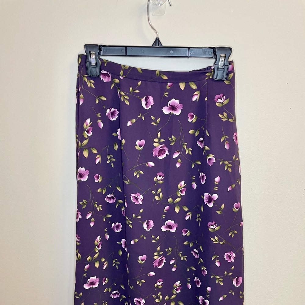 purple floral skirt